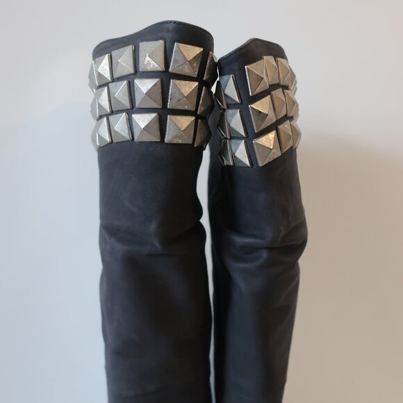 Womens Candela NYC Black Suede Studded Accents Over-the Knee Boots 8 - Picture 3 of 16